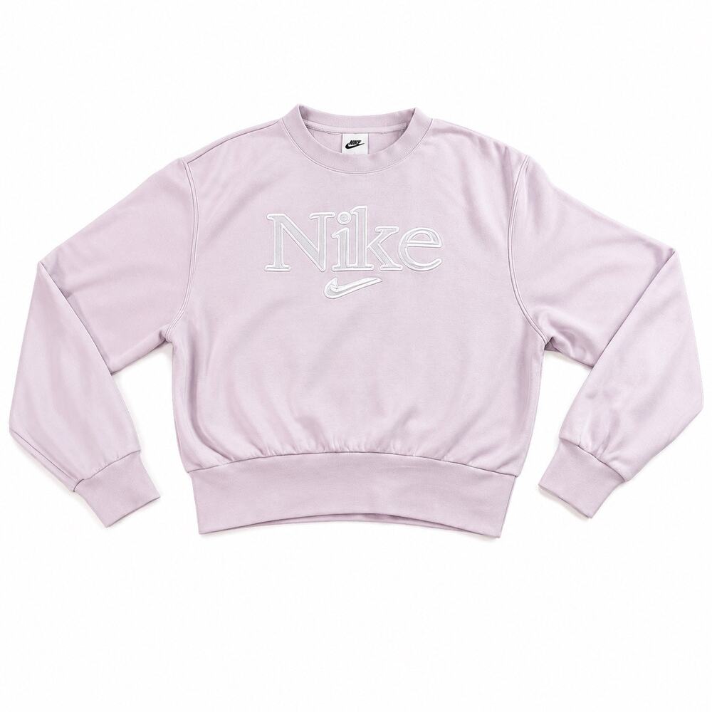 Nike Embroidered Logo Cropped Crewneck Sweatshirt Pink Womens Small